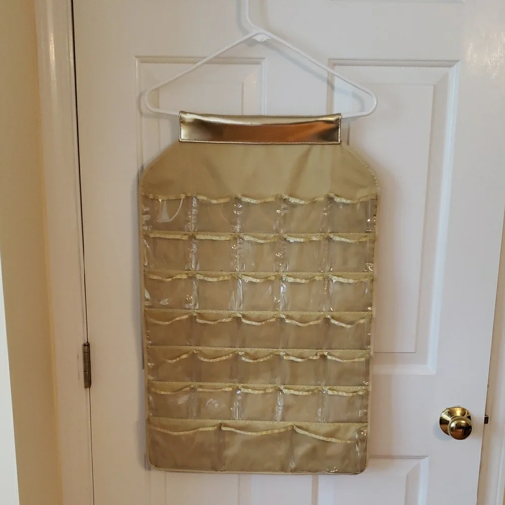 Jewelry Organizer- Gold Hanging Double Sided (66 Pockets) By Lilian Vernon